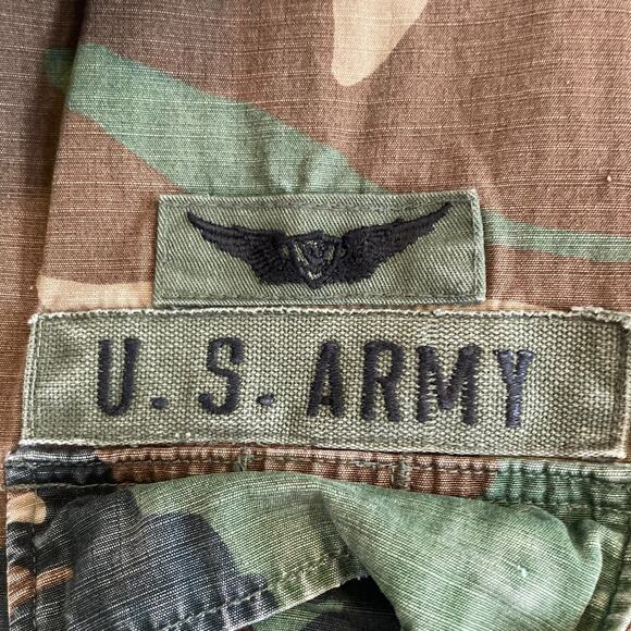 Vintage 70s US Army Brown Military Green Camo Button Up Cotton Jacket Sz Medium - Picture 5 of 16